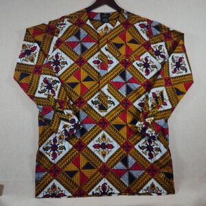 DIYANU African Print Dashiki Shirt Mens Extra Large XL Woven Cotton Ankara Top